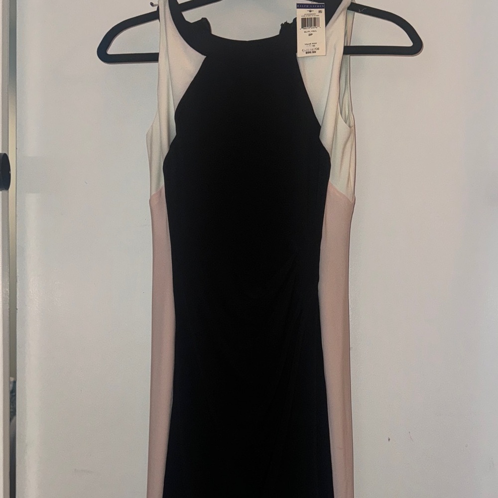 Polo by Ralph Lauren Black and Pink Midi Dress